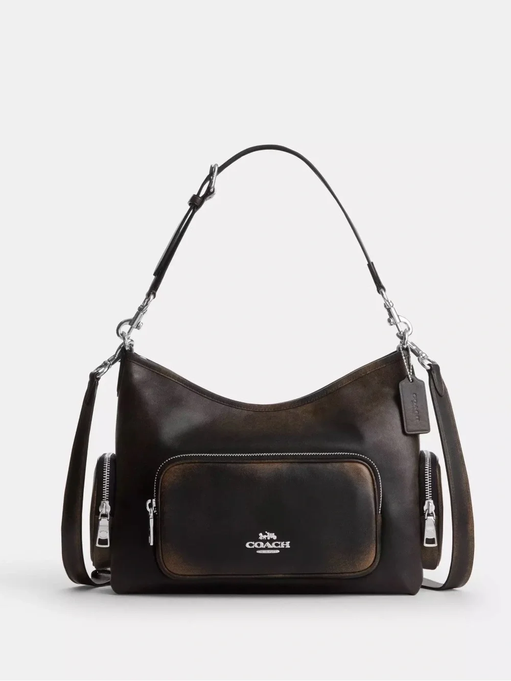 COACH Laurel Shoulder Bag With Pockets In Loved Leather-Large
